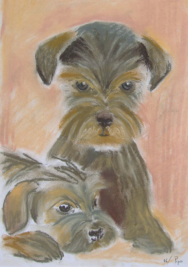 dos cachorros Pastel Paper Animals