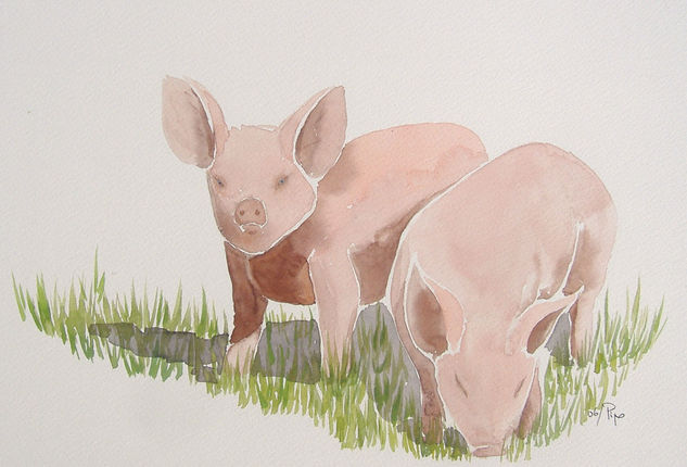 dos cerditos Watercolour Paper Animals