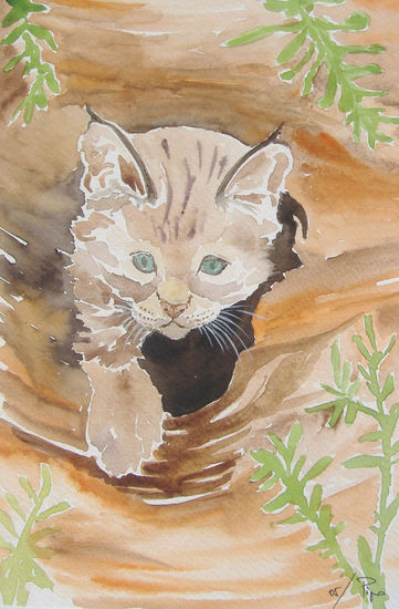 gatito salvaje Watercolour Paper Animals