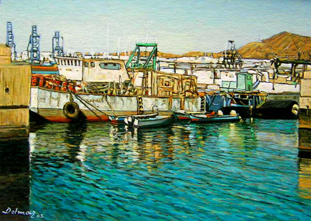 Barcos en el puerto (LPGC) Óleo Lienzo Marina