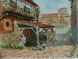 SANTILLANA DEL MAR 2 Acuarela Papel Paisaje