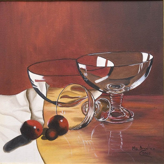 COPAS DE VIDRIO Oil Canvas Still Life Paintings