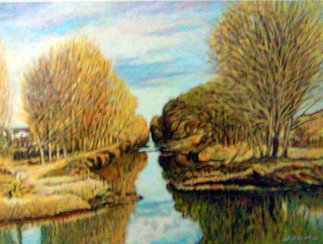 Rio Carrión 2 Palencia Acrylic Card Landscaping