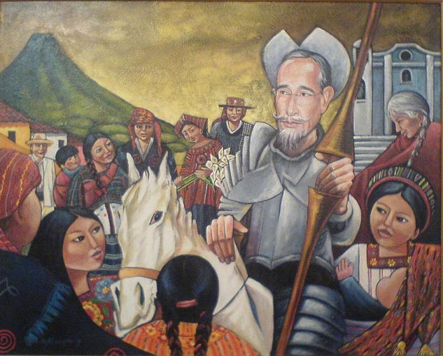 El quijote guatemalteco Óleo Lienzo Retrato