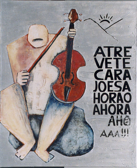 Violinista solo Media Mixta Lienzo Figura