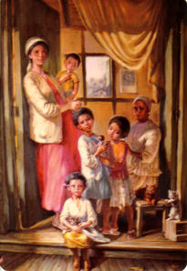 Familia en la puerta