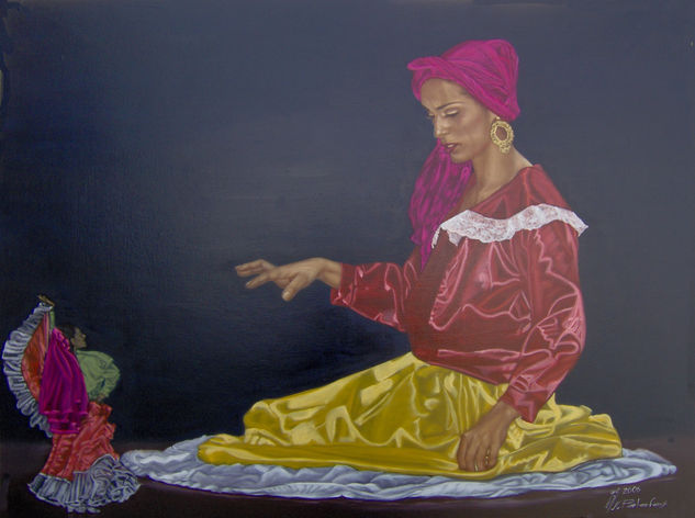 Titiritera inalambrica Oil Panel Figure Painting