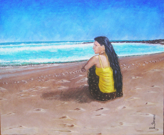 Solitaria y el mar. Acrylic Others Landscaping