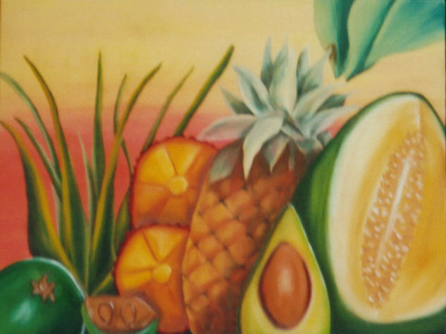 MISTURA COM ABACAXI Oil Panel Still Life Paintings