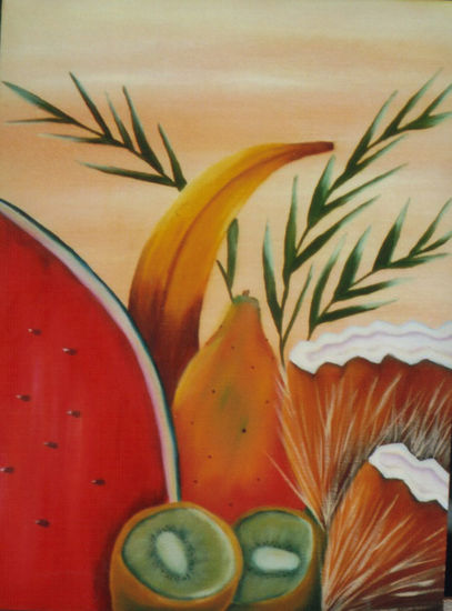 MISTURA COM COCO Oil Panel Still Life Paintings