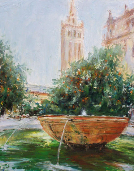 Fuente del Patio De Los Naranjos Acrylic Canvas Landscaping