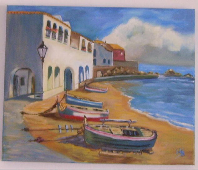 Barcos en caleta Oil Canvas Marine Painting