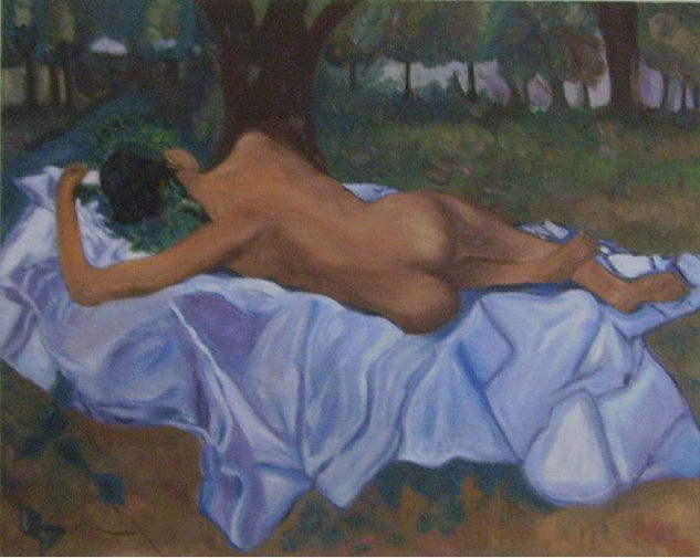 Descanso en el bosque Oil Canvas Figure Painting