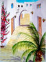 calle estrecha con palmera