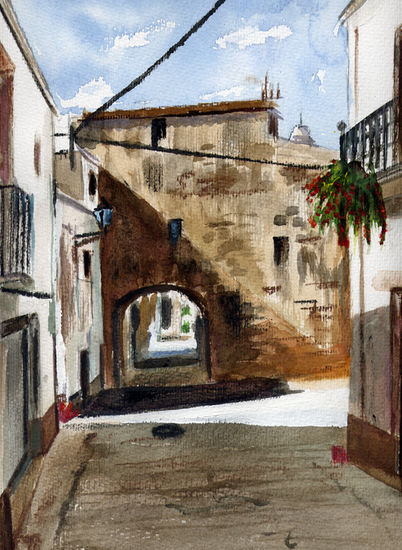 Montferri, arco Acuarela Papel Paisaje