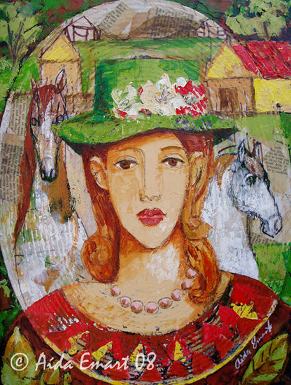 Mujer con sombrero verde 