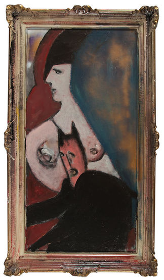 Donna con Koko Oil Canvas Figure Painting