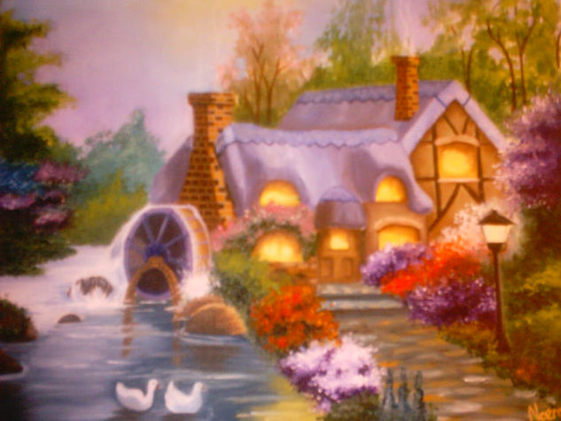 Casita de chocolate Oil Canvas Landscaping