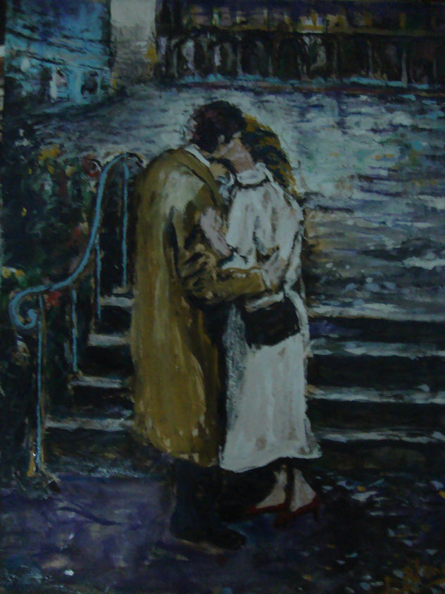 beso en la plaza