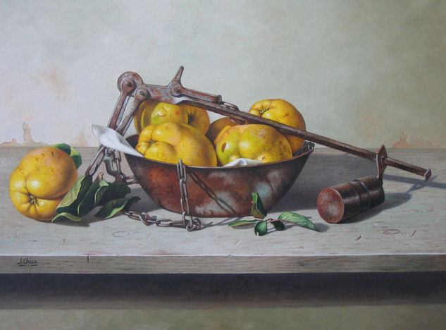 pesando membrillos Oil Canvas Still Life Paintings