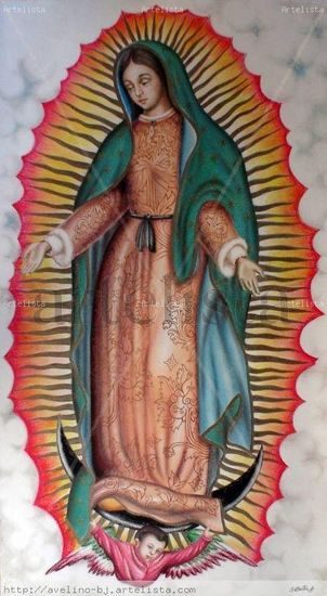 Virgen de Guadalupe Pastel Cartulina Paisaje