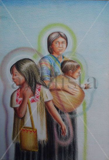 Indigenas y aura Oil Canvas Landscaping