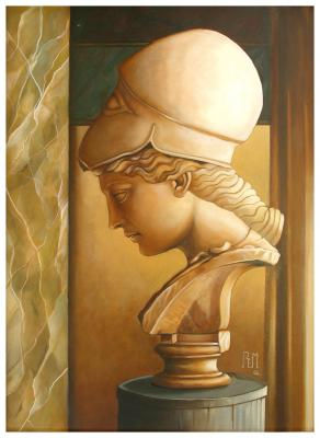 Atenea Oil Panel Figure Painting