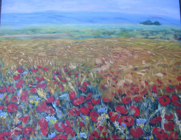 Campo de amapolas Oil Canvas Landscaping