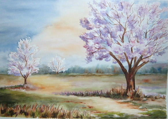 Almendros en flor Óleo Lienzo Paisaje