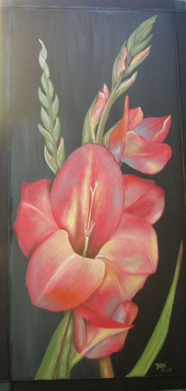 " GLADIOLOS" Oil Canvas Floral Painting