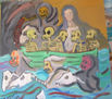 La muerte en el mar de las pateras, óleo madera 50x60 cm. de Crespo