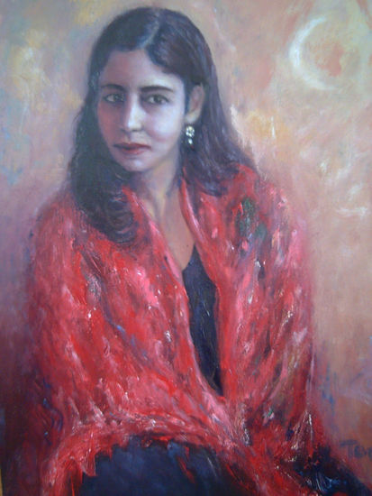 mujer con mantón Oil Canvas Portrait