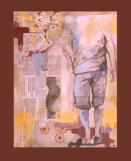 Serie a pasos IV Mixed media Card Figure Painting