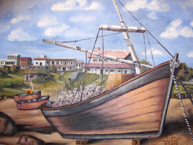 Bote pescador, José Ignacio, Uruguay Oil Canvas Landscaping