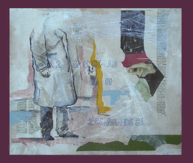 Serie a pasos VI Mixed media Card Figure Painting