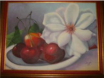 Manzanas y flor