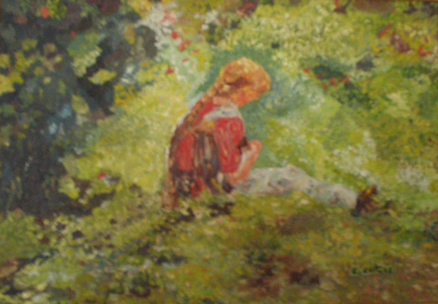 Niña en el campo Óleo Lienzo Paisaje