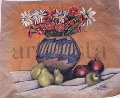 flores y frutas Pastel Paper Floral Painting