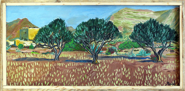 Paisaje con tres olivos Óleo Tabla Paisaje