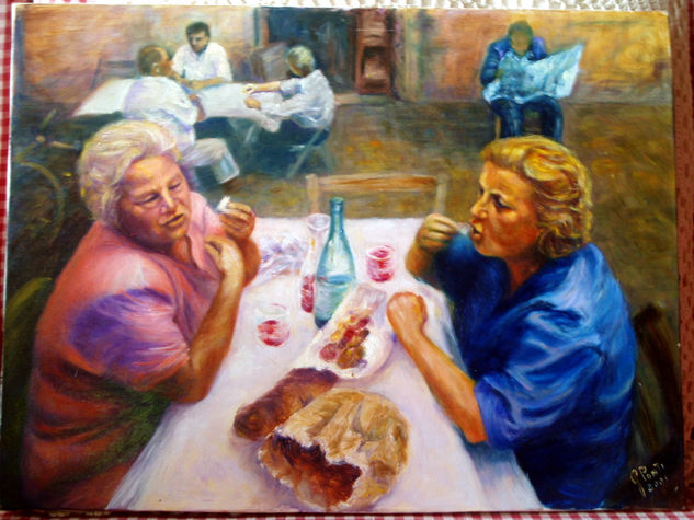 Osteria romana Oil Canvas Figure Painting