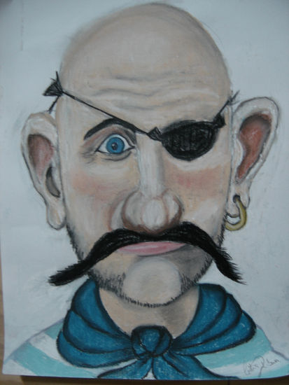 Pirata Olho de Vidro Pastel Card Figure Painting