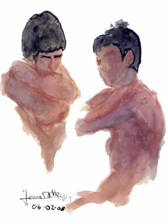 dos mas Watercolour Paper Nude Paintings