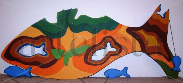 Pesca  Y devolución.-interactivo Acrylic Leather Landscaping