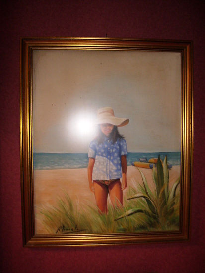 Niña en playa Pastel Papel Figura