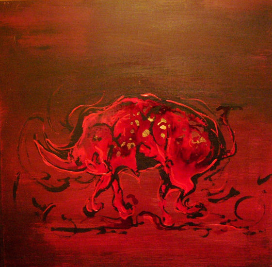 Serie Toros de Fuego Media Mixta Tabla Paisaje