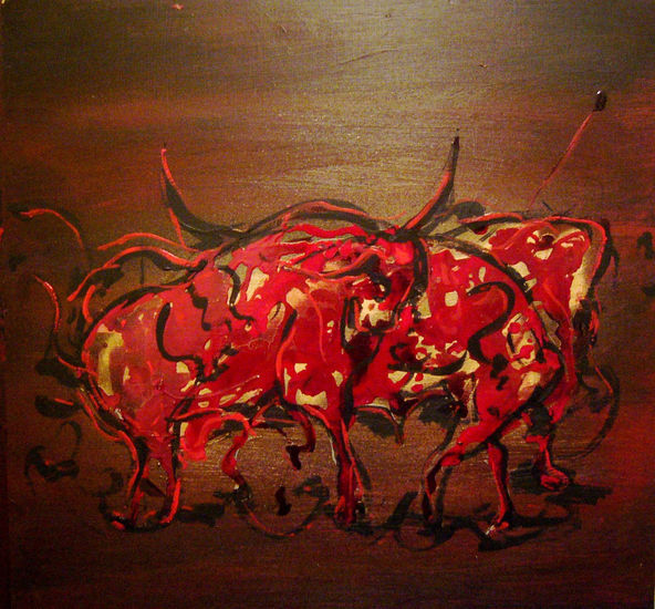 Serie Toros de Fuego Media Mixta Lienzo Otros