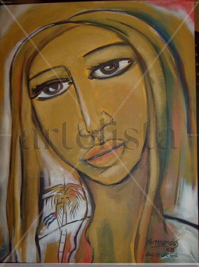Muchacha Cubana con bandera