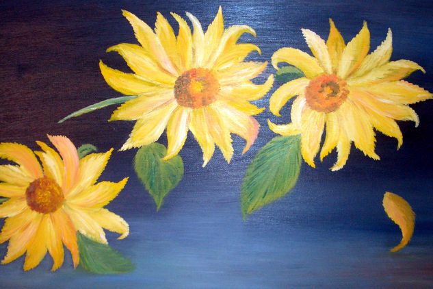 Flores en la noche Oil Canvas Landscaping