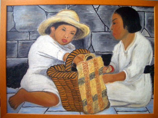 Niños en la calle Oil Canvas Landscaping