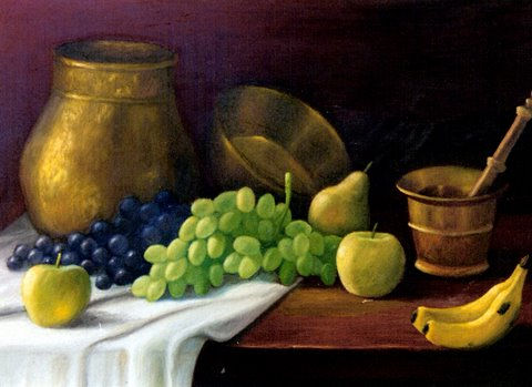 Cobre y Frutas Oil Canvas Still Life Paintings